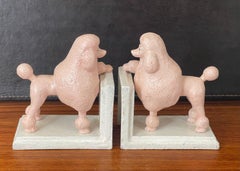 Pair of Vintage Pink Poodle Cast Iron Bookends