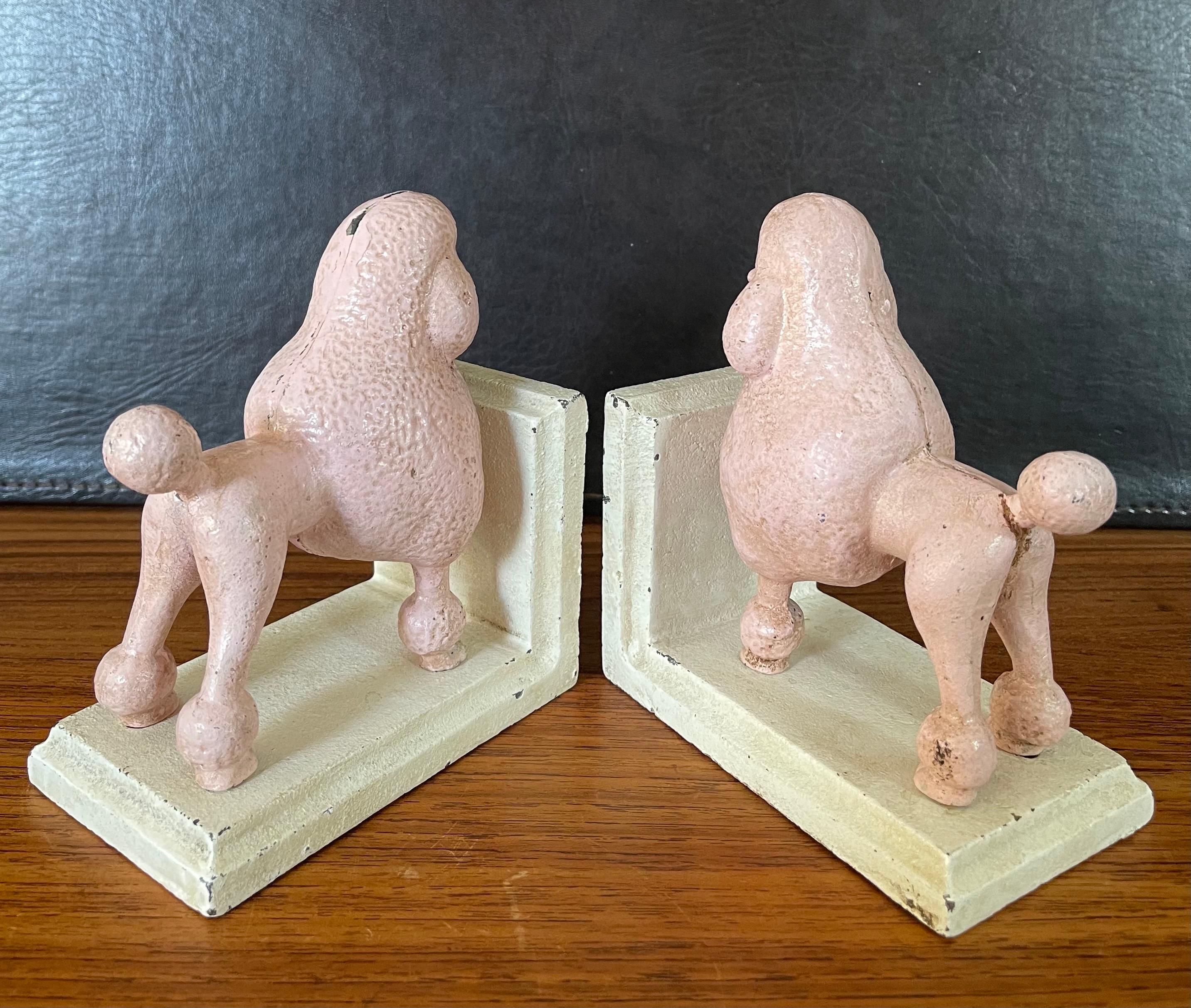 American Pair of Vintage Pink Poodle Cast Iron Bookends