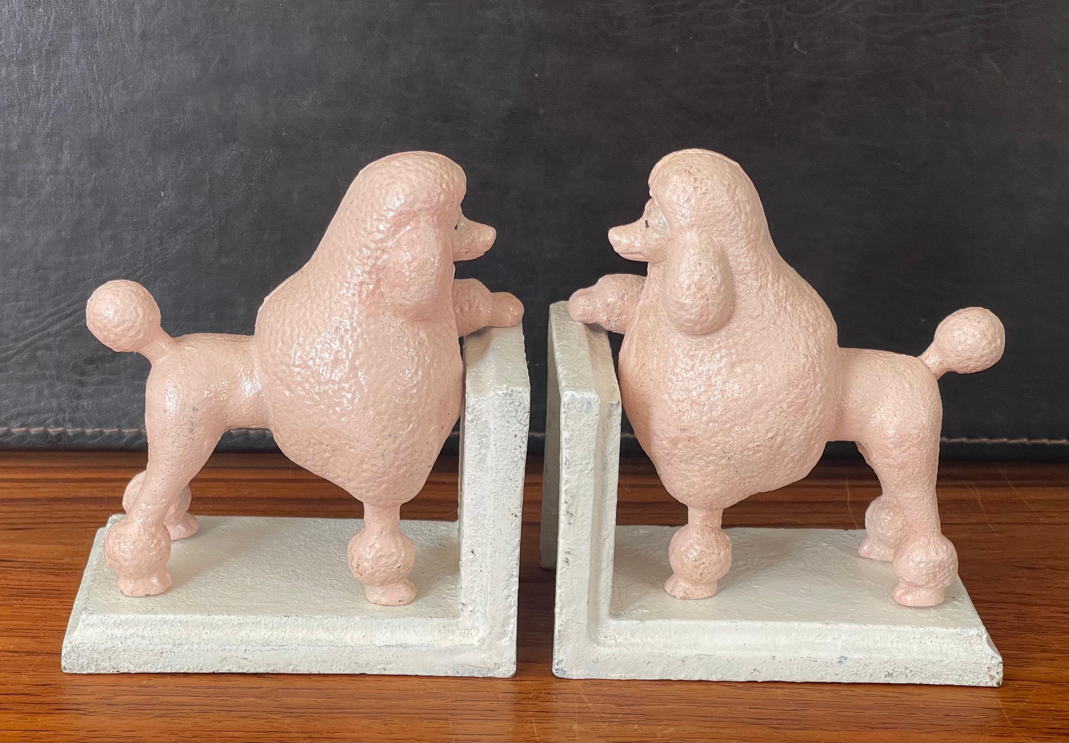 Pair of Vintage Pink Poodle Cast Iron Bookends 1