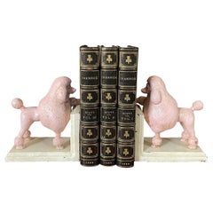 Pair of Antique Pink Poodle Cast Iron Bookends