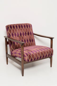 Pair of Vintage Pink Velvet Armchairs and Stools, Edmund Homa, Europe, 1960s