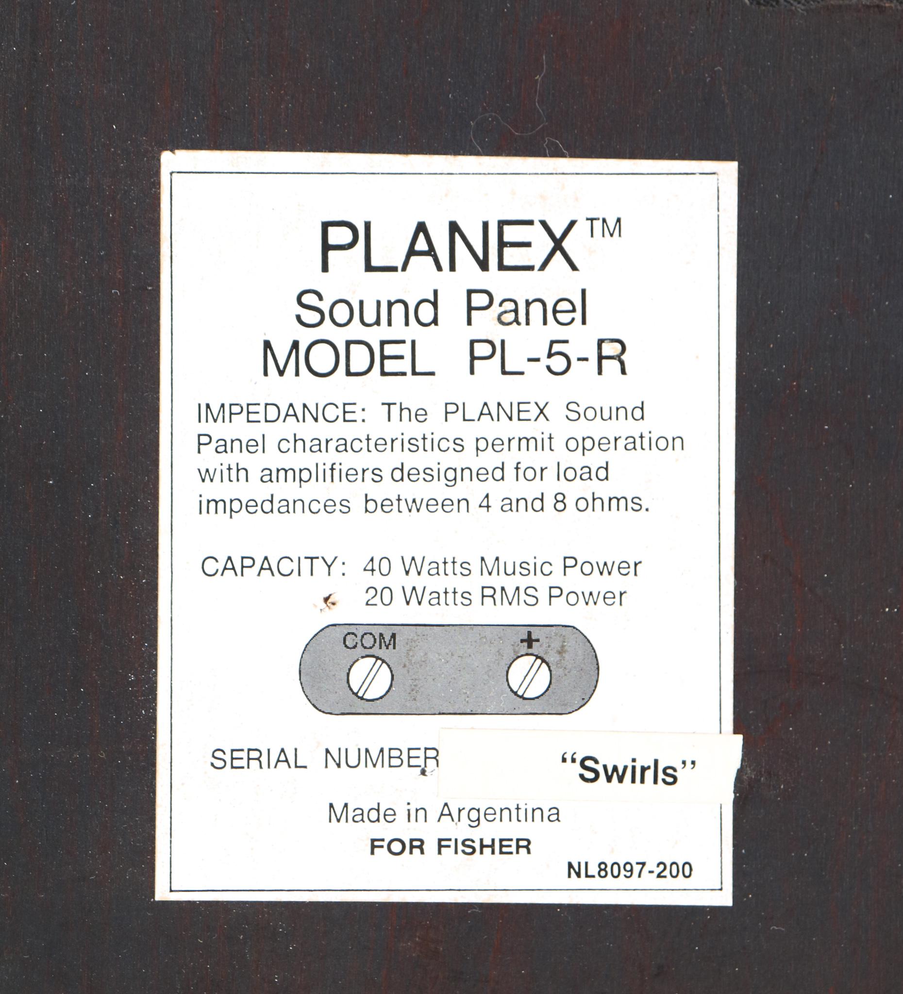 Pair of Vintage Planex Sound Panels Model PL-5-R Swirls Fisher Argentina, 1970s 1