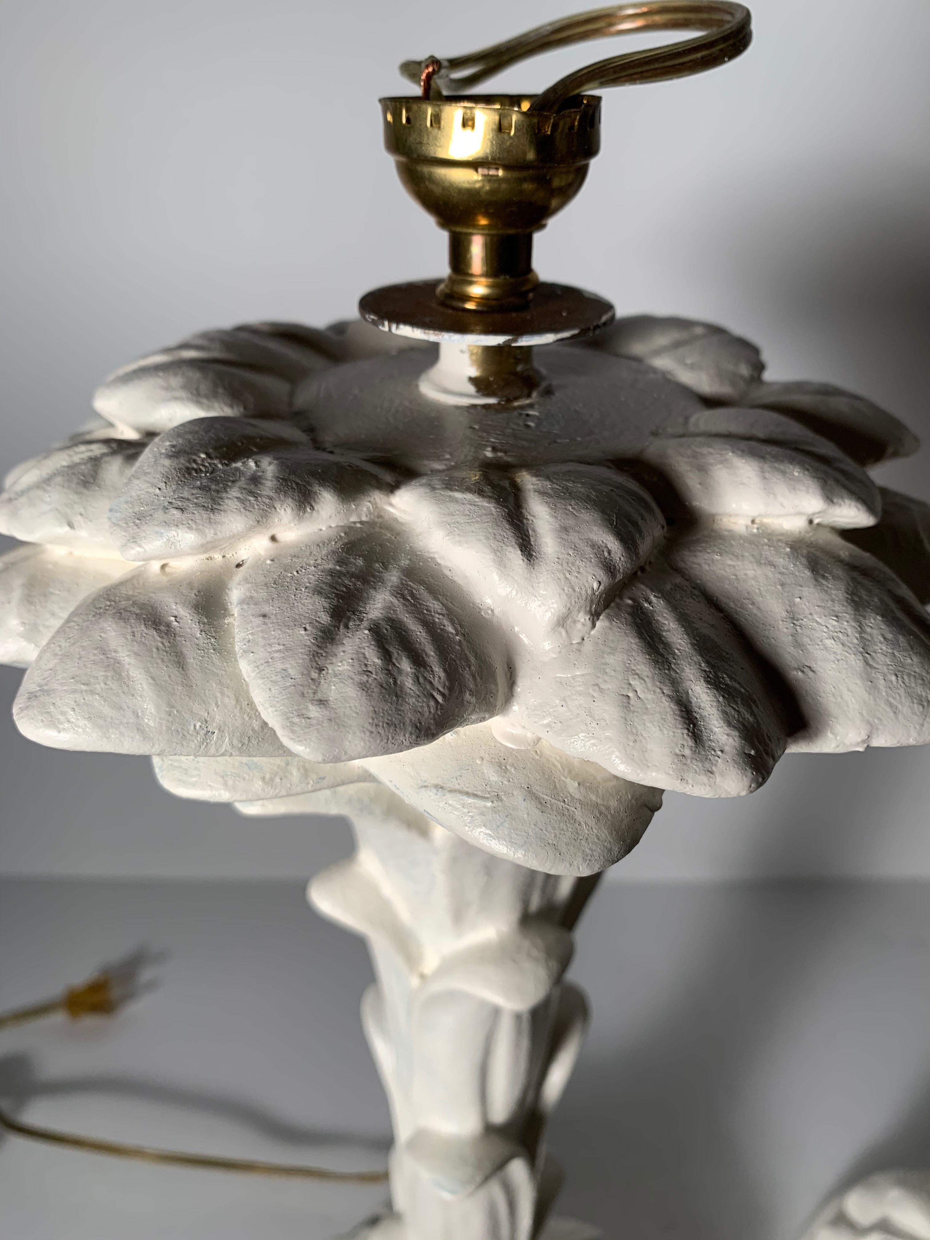 Paire de lampes en plâtre vintage dans le style de Serge Roche 3