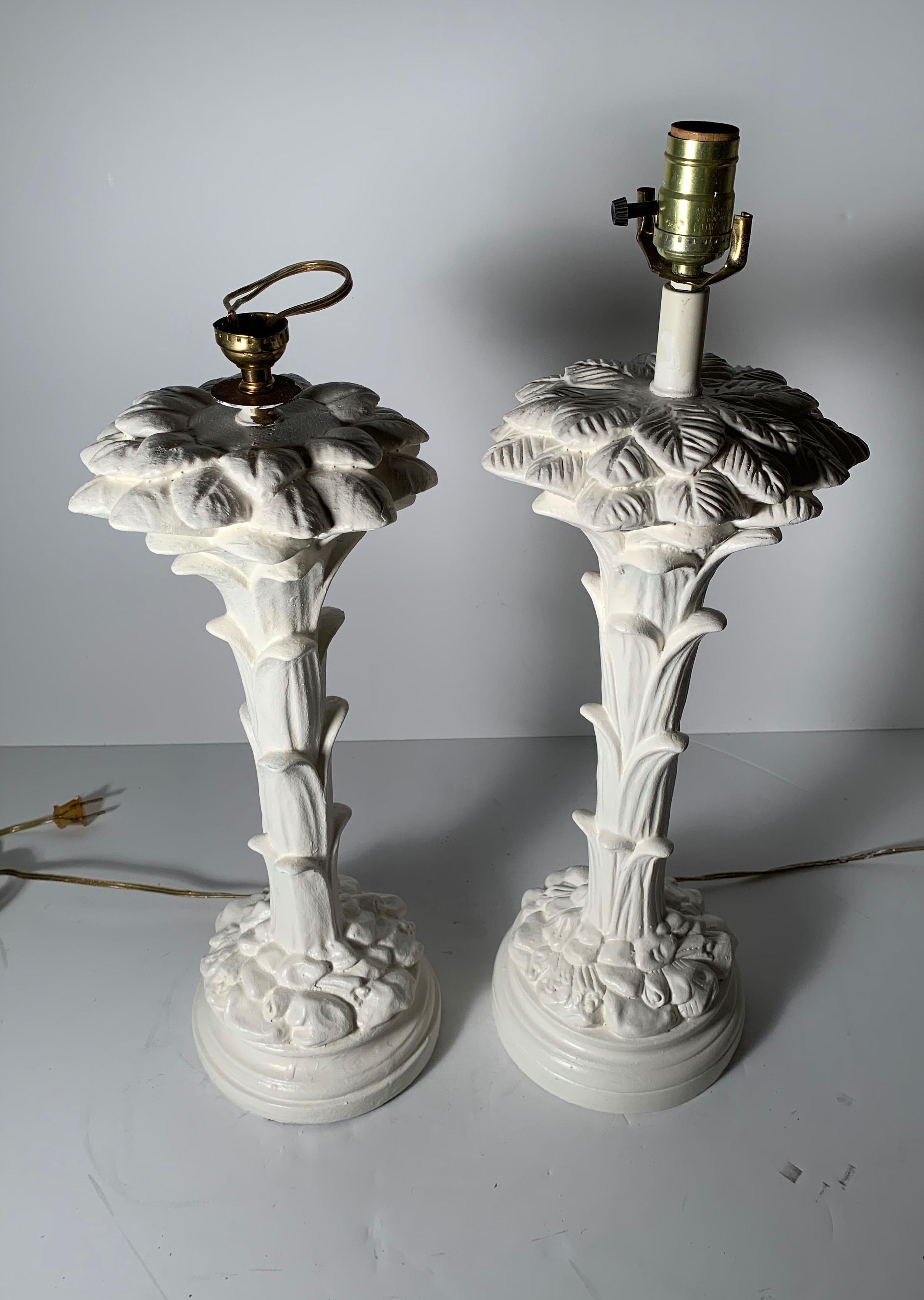 Américain Paire de lampes en plâtre vintage dans le style de Serge Roche