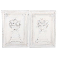 Pair of Vintage Plaster Plaques of Fruit Compotes on Pedestal Bases