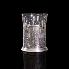 Pair of, Vintage Podstakannik Cups, Russian, Silver Plate, Ussr, Sputnik, 1950