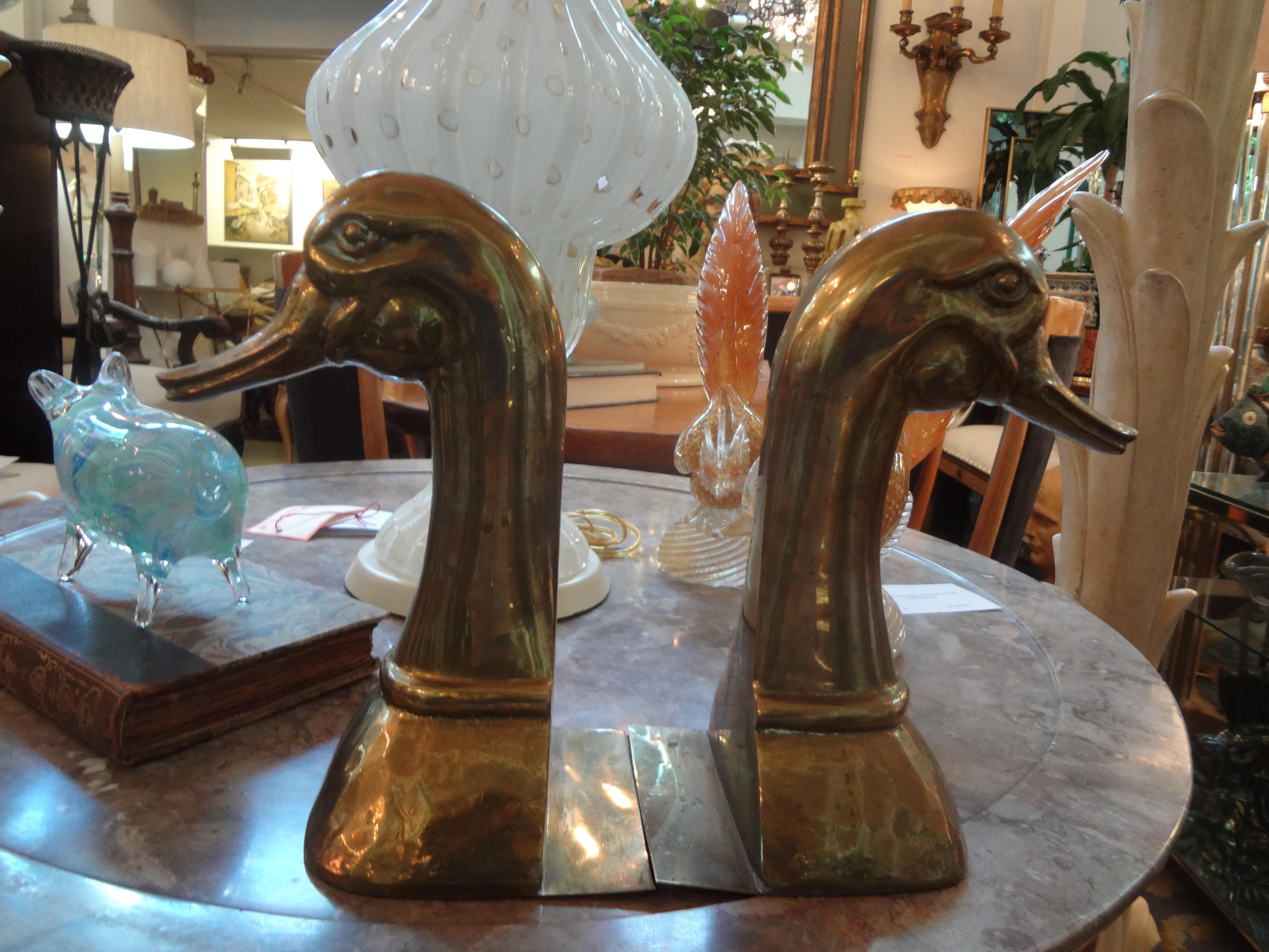 brass duck head bookends