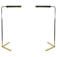 Pair of Vintage Polished Brass Reading / Task Floor Lamps by Casella
