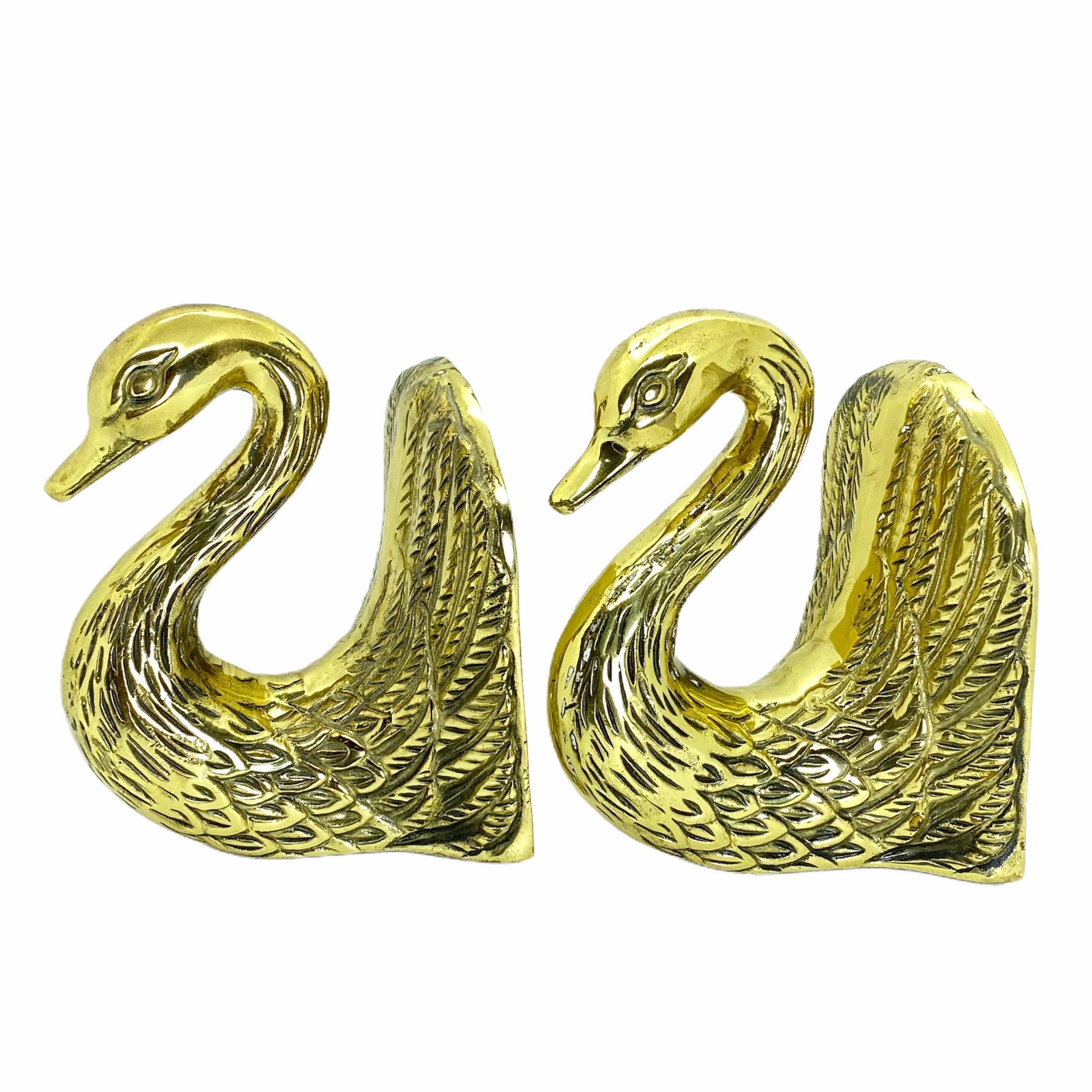 Brass Swan  vintage  Brass Swan Figurines Bird Crafted with Genuine Brass Age Lovely Patina