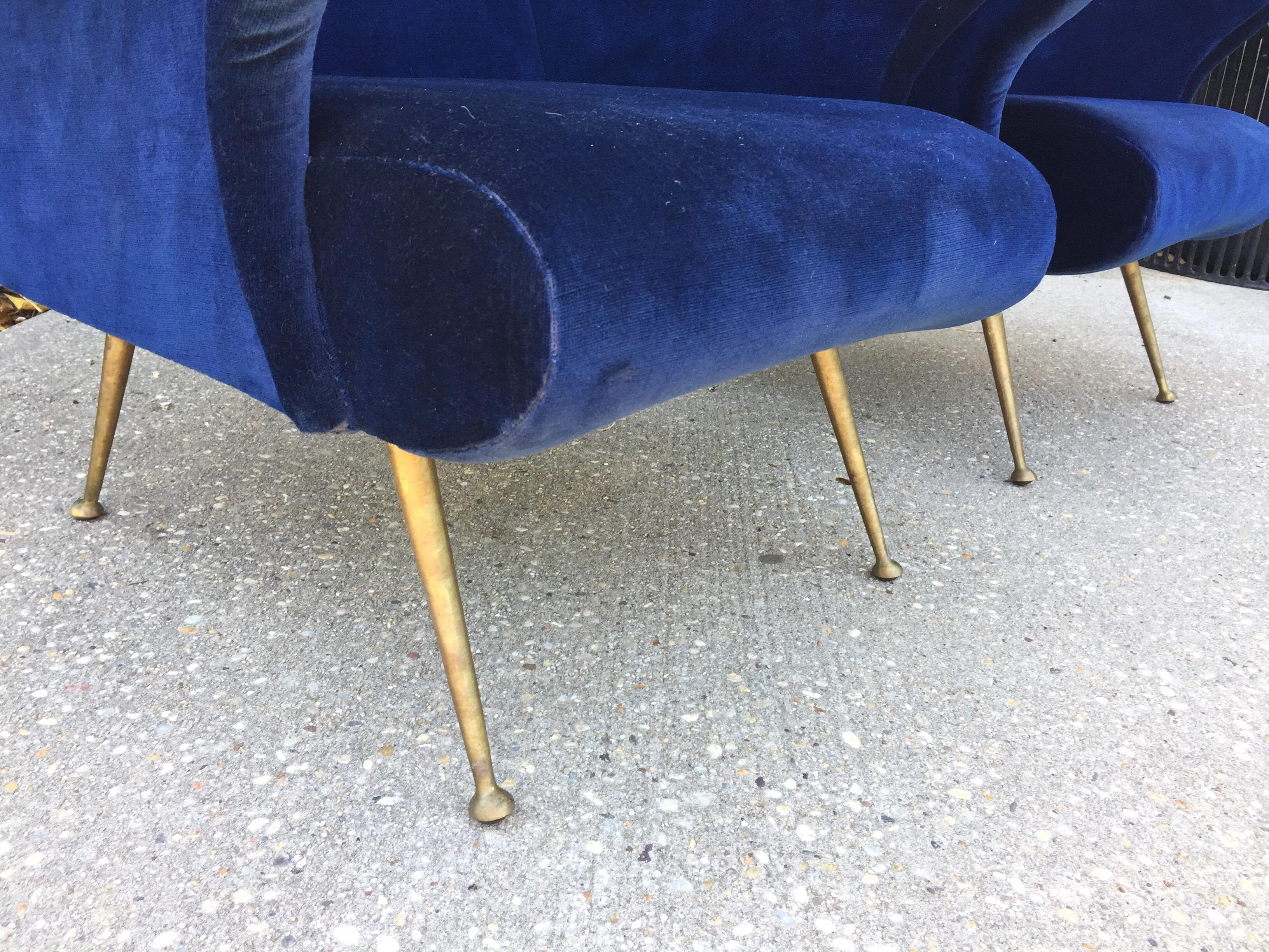 Pair of Italian Wingback Chairs in The Style Of Gio Ponti In Good Condition In North Miami, FL