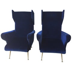 Pair of Italian Wingback Chairs in The Style Of Gio Ponti