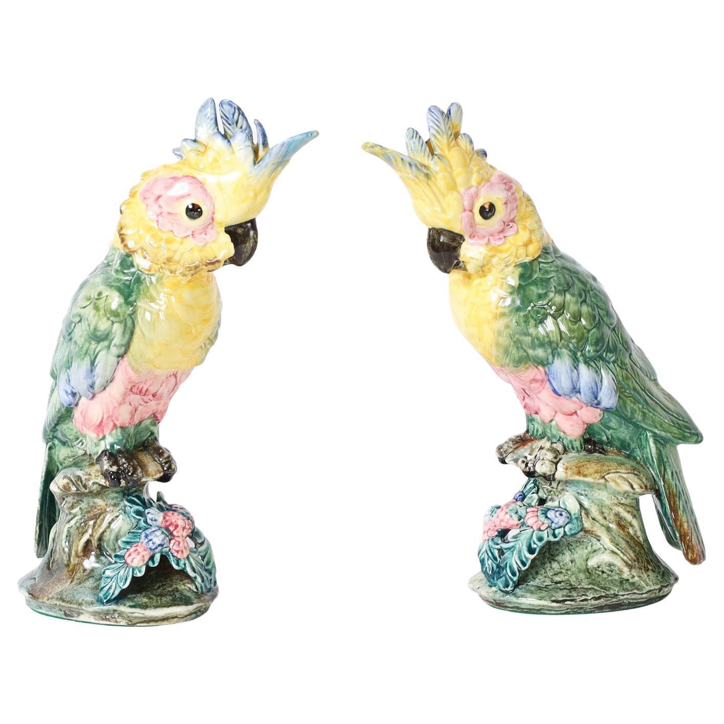 Pair of Vintage Porcelain Birds or Cockatoos by Stangl
