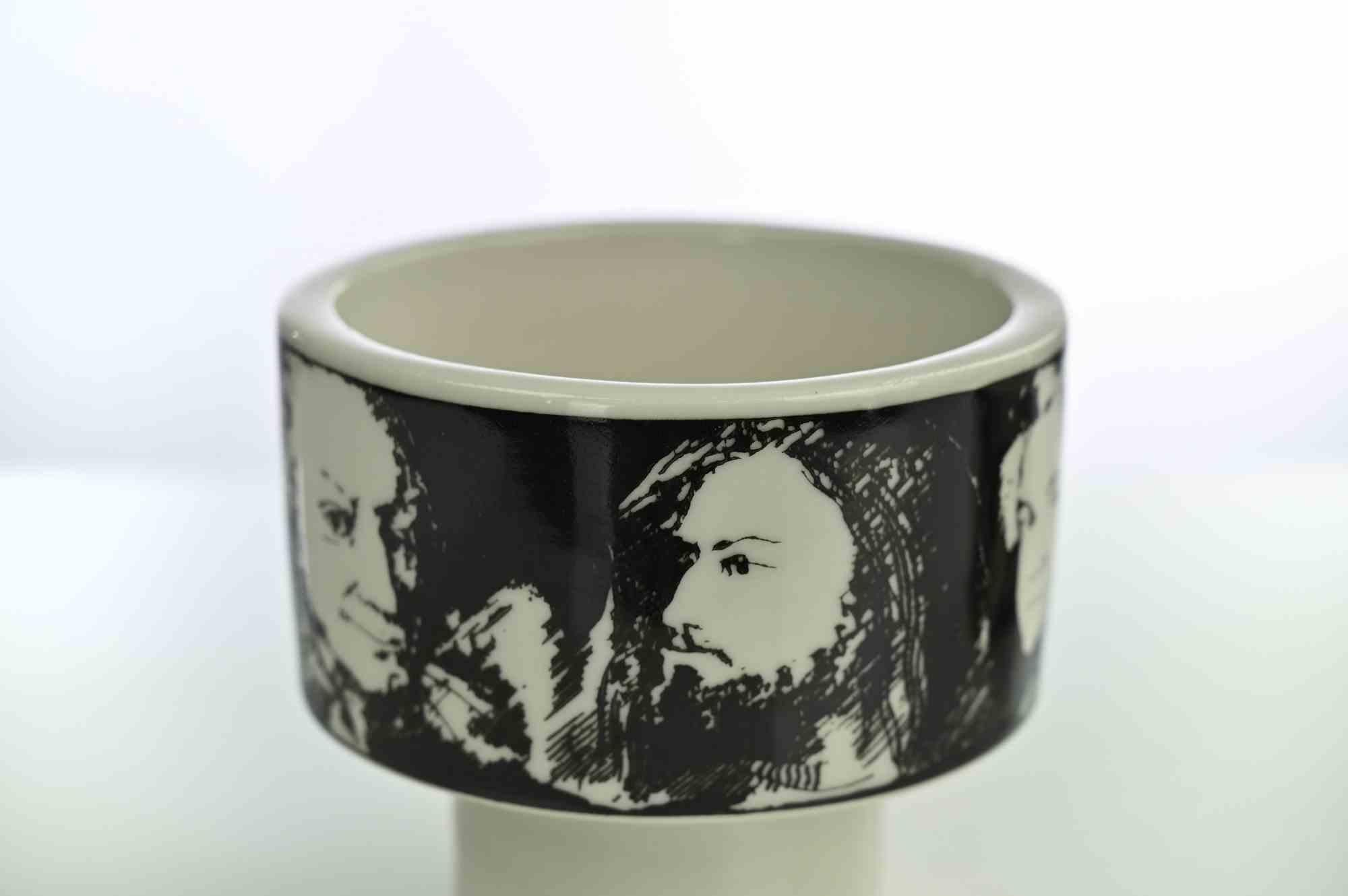 Late 20th Century Pair of Vintage Porcelain Cups by Pietro Annigoni, 1980s For Sale