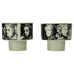 Pareja de tazas de porcelana vintage de Pietro Annigoni, años 80