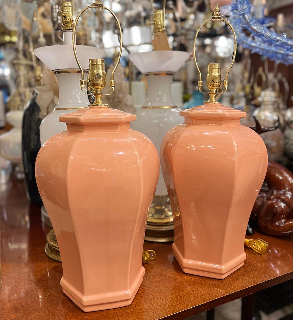 Pareja de lámparas de porcelana vintage Porcelana en venta