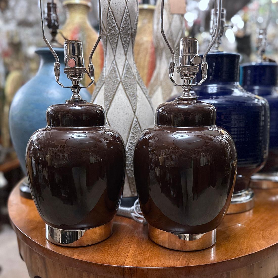 Ceramica Coppia di lampade di porcellana vintage in vendita