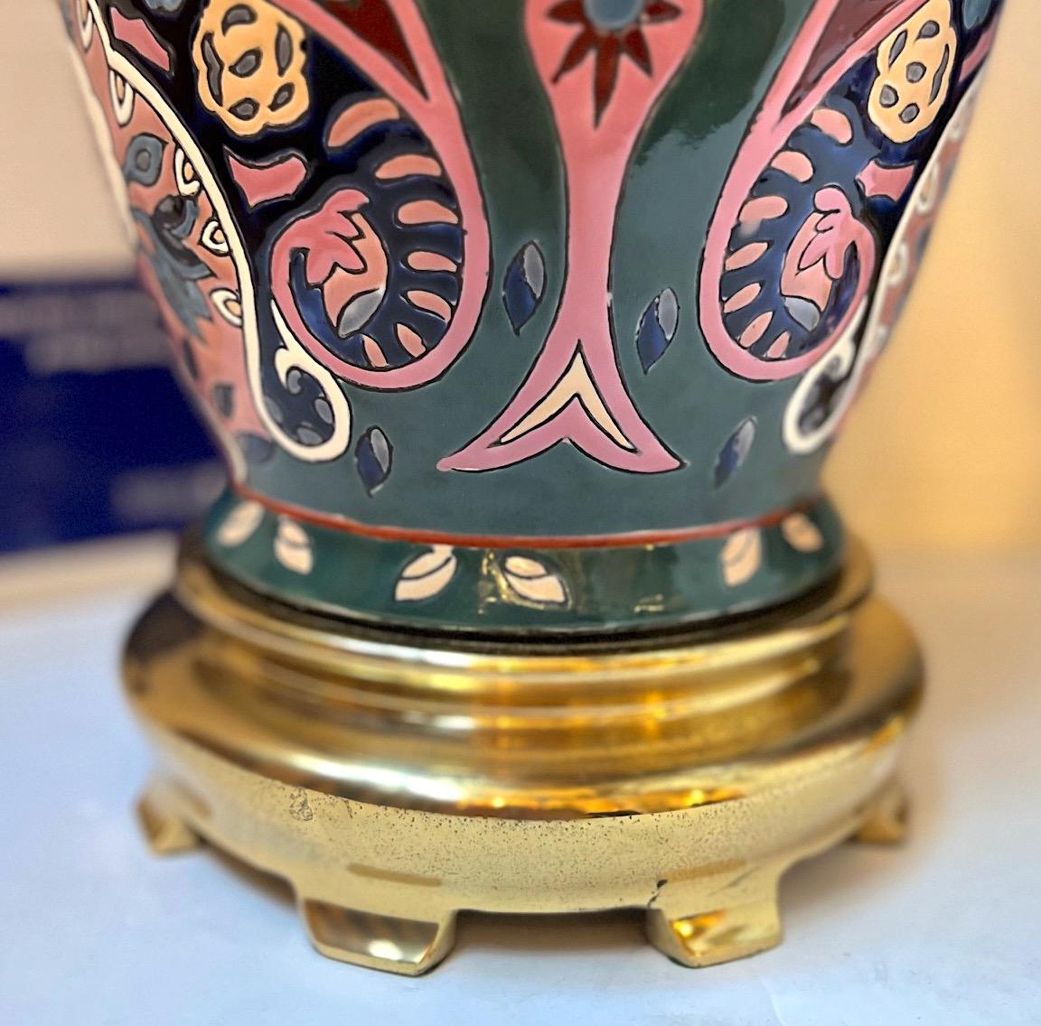 Bronze Pair of Vintage Porcelain Lamps For Sale