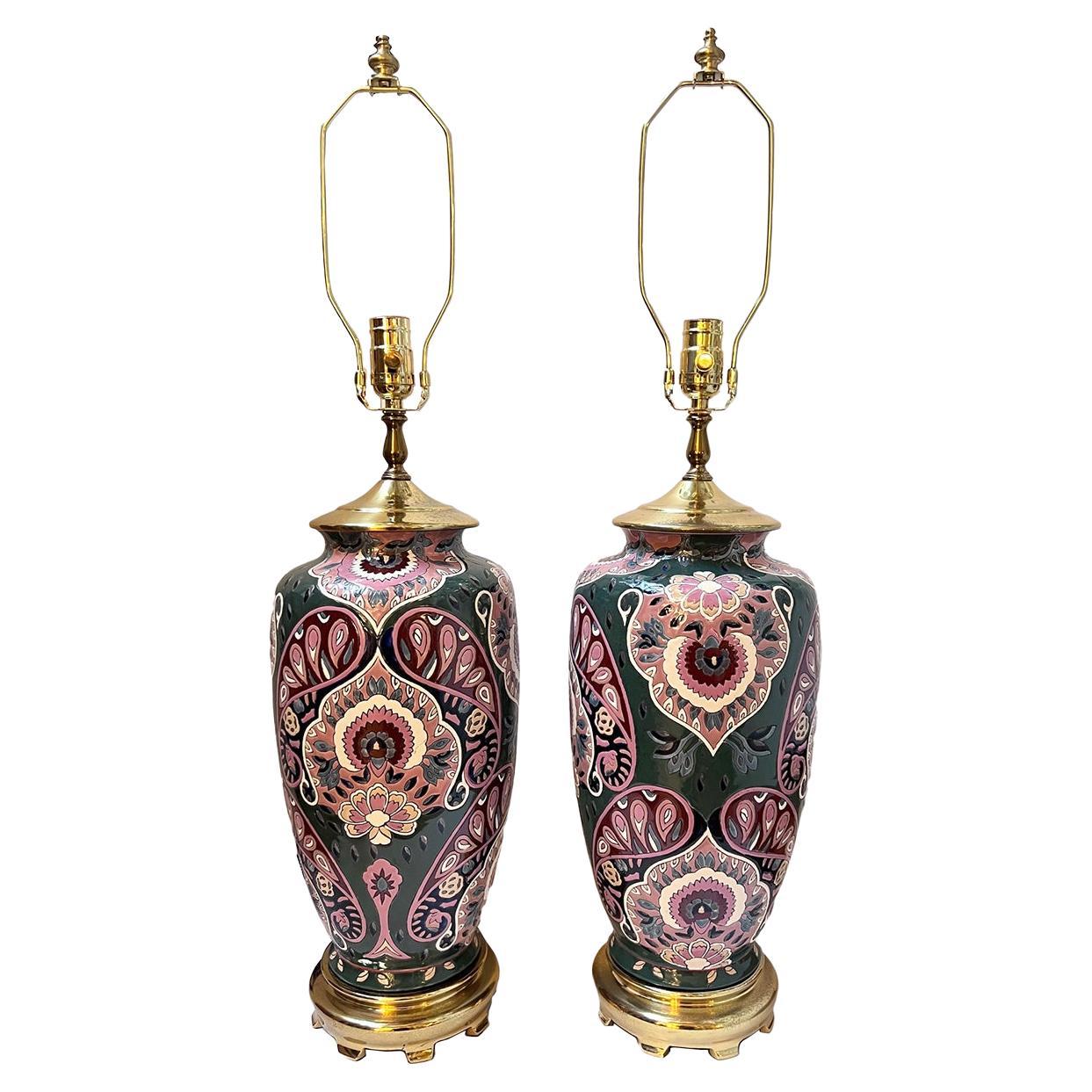 Pair of Vintage Porcelain Lamps For Sale