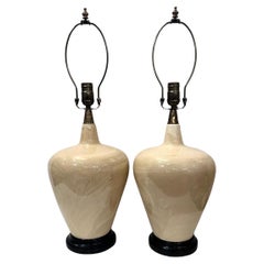 Paire de lampes vintage en porcelaine