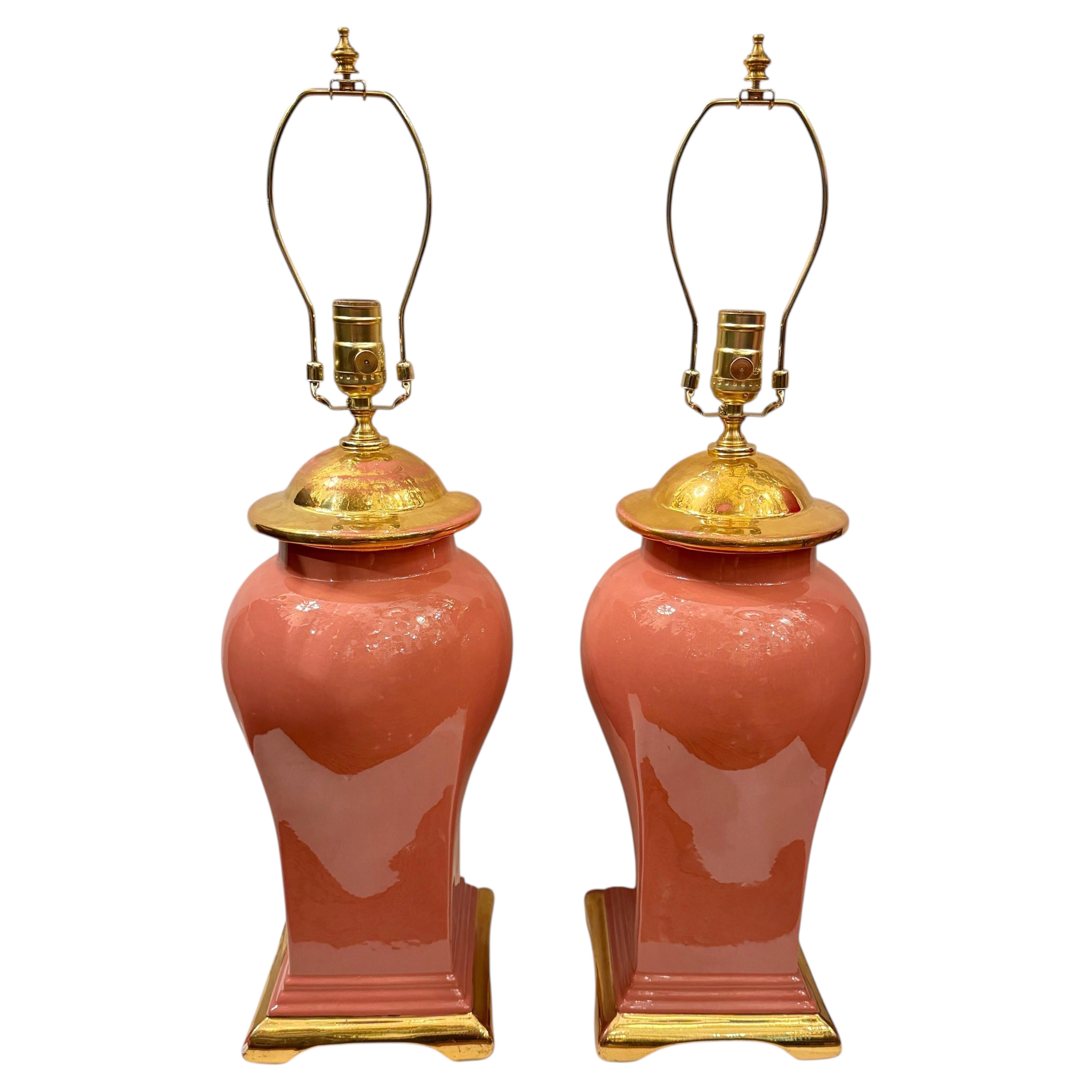 Pareja de lámparas de porcelana vintage
