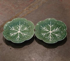 Pair of Vintage Portuguese Bordallo Pinheiro Decorative Cabbage Wall Platters