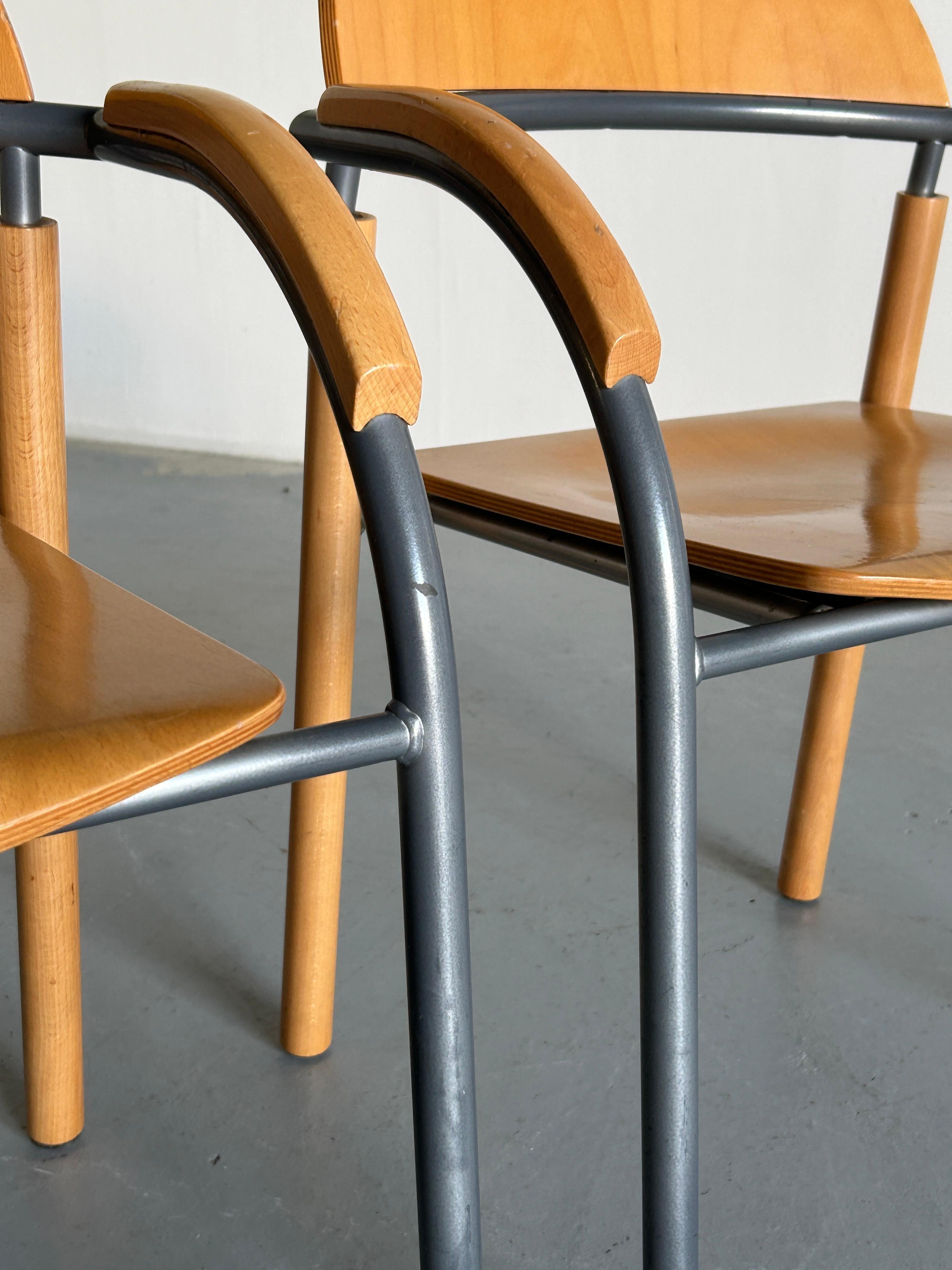 Pair of Vintage Postmodern Visitor Dining Chairs by Wiesner Hager, 90s Austria 4