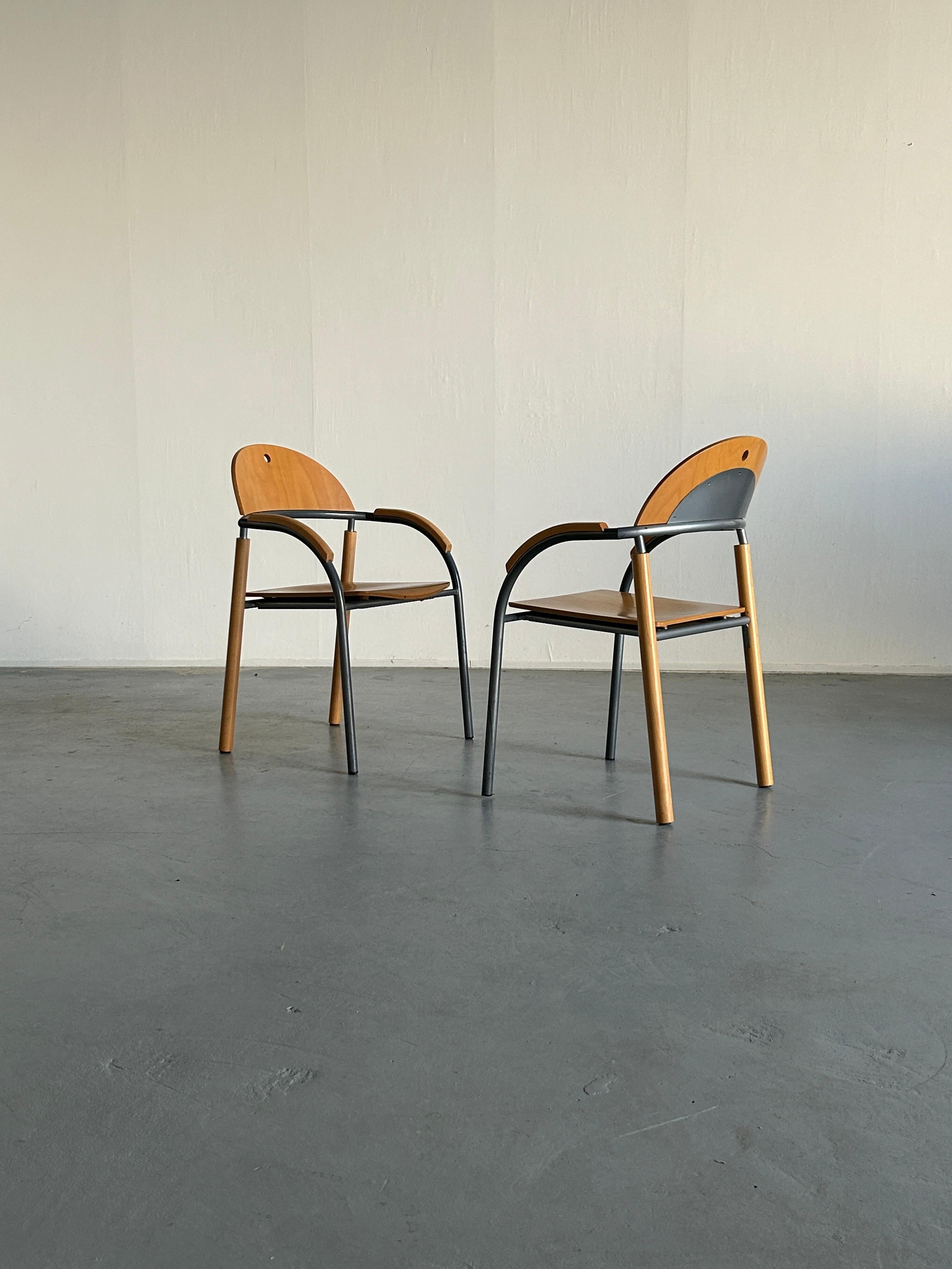 Post-Modern Pair of Vintage Postmodern Visitor Dining Chairs by Wiesner Hager, 90s Austria