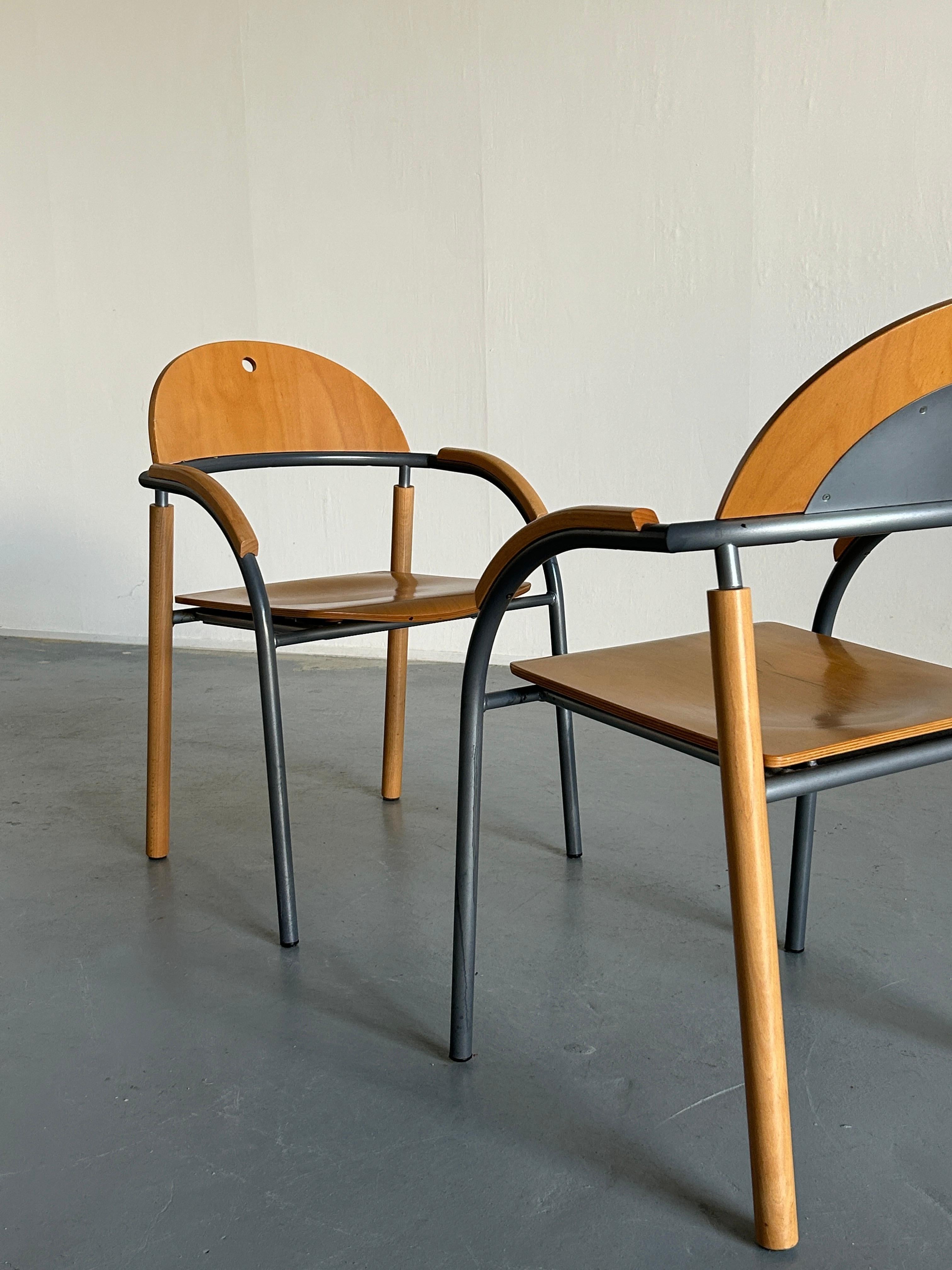 Austrian Pair of Vintage Postmodern Visitor Dining Chairs by Wiesner Hager, 90s Austria