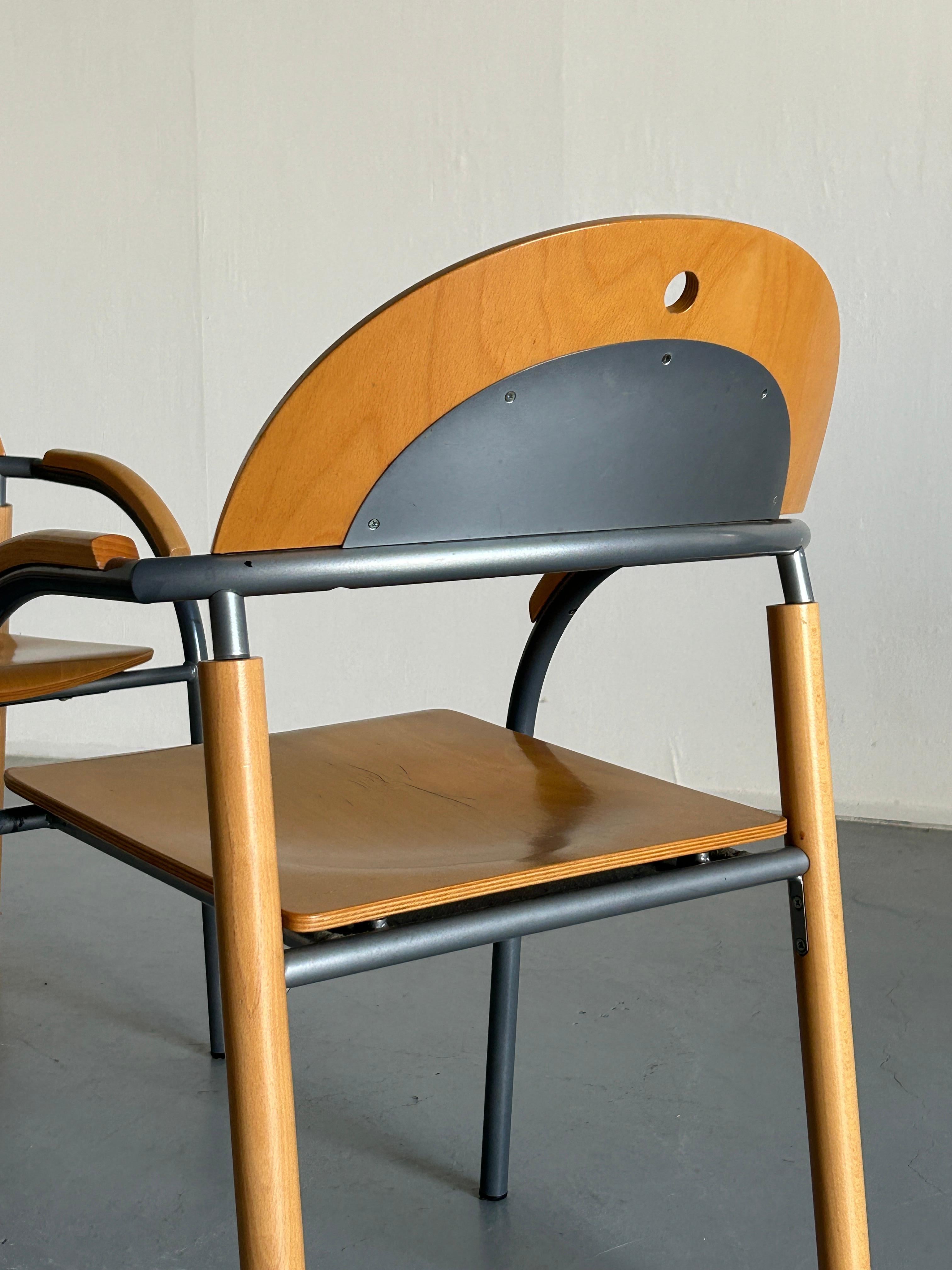 Pair of Vintage Postmodern Visitor Dining Chairs by Wiesner Hager, 90s Austria In Good Condition In Zagreb, HR