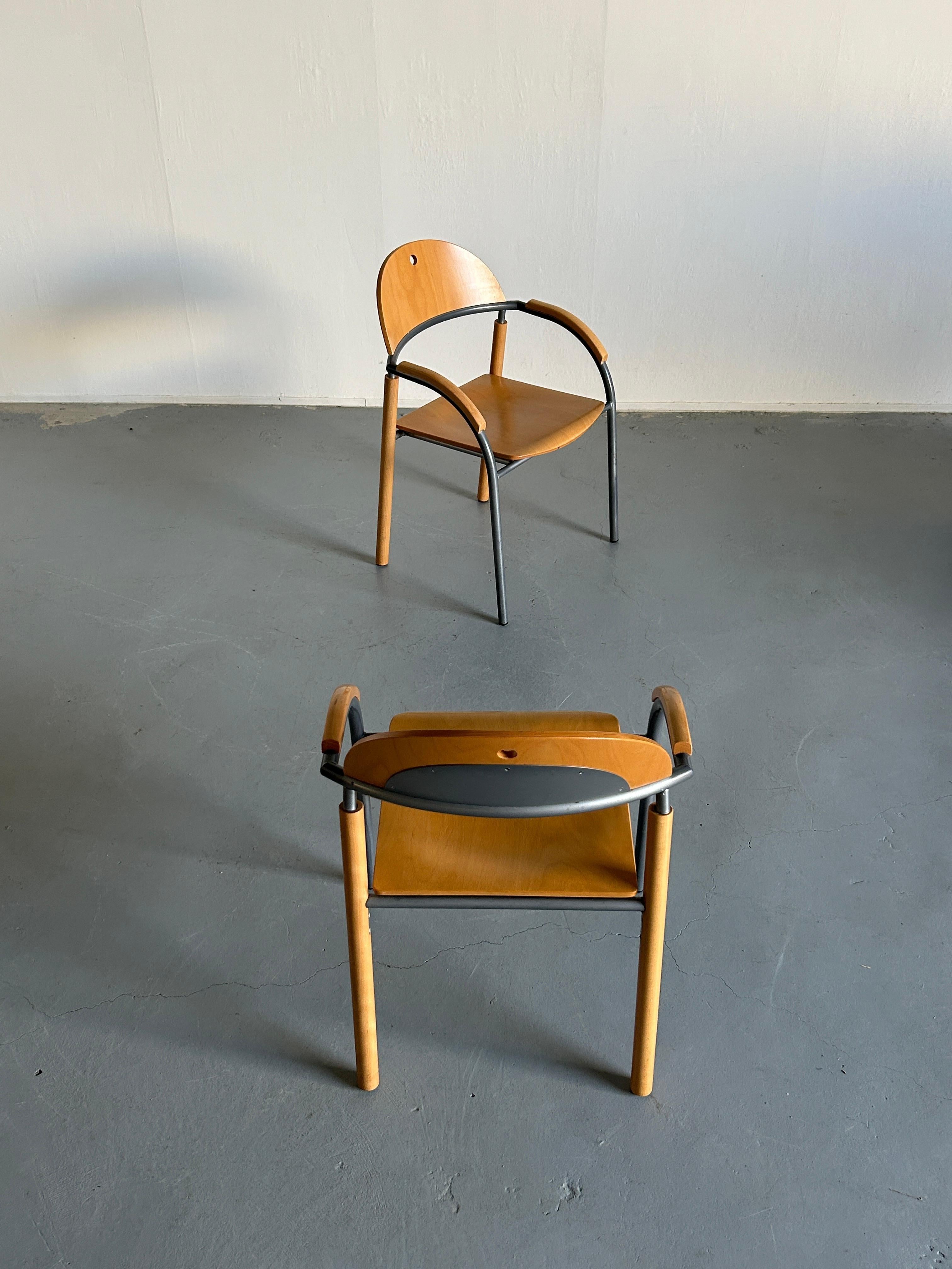 Late 20th Century Pair of Vintage Postmodern Visitor Dining Chairs by Wiesner Hager, 90s Austria