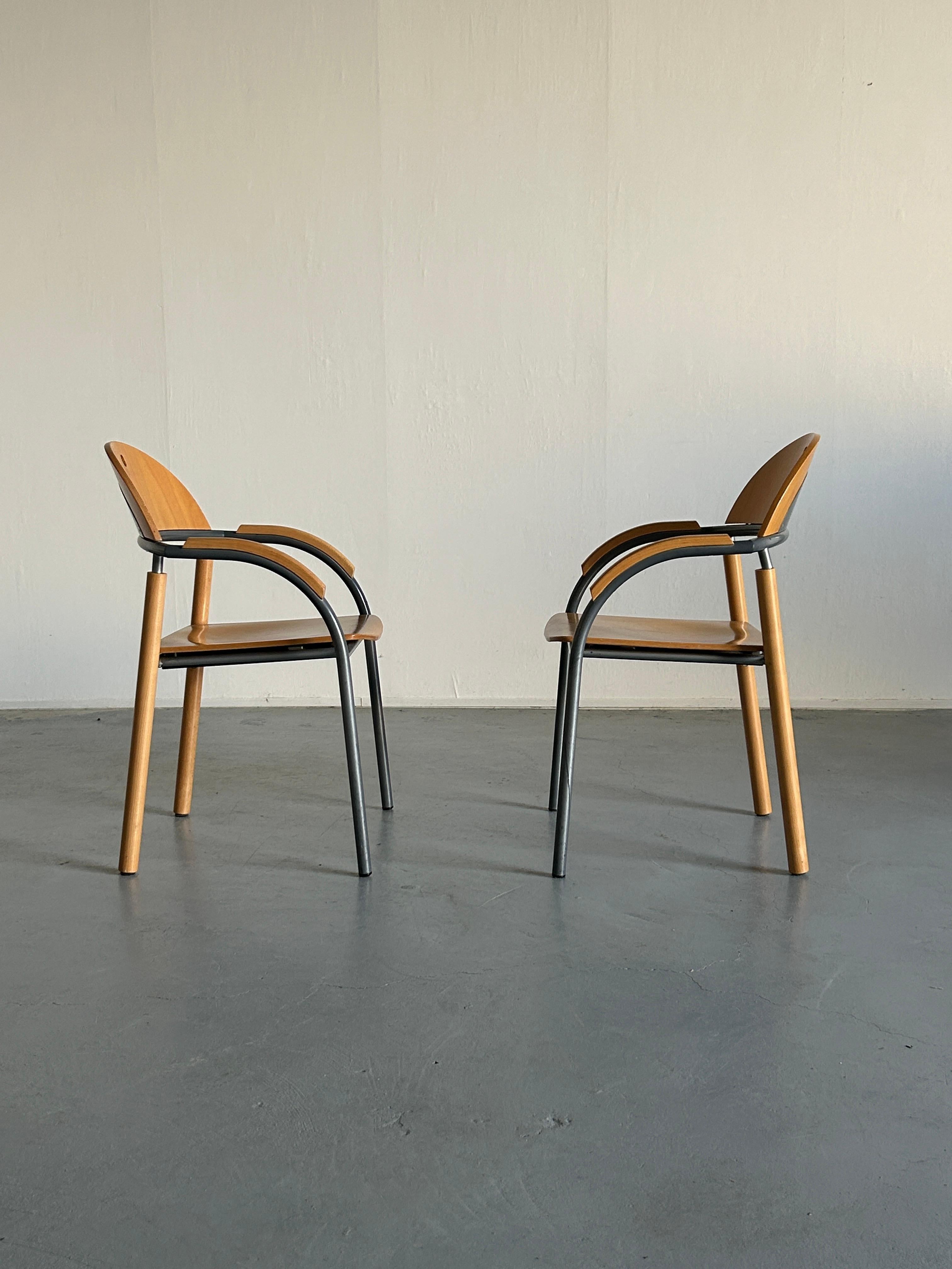 Pair of Vintage Postmodern Visitor Dining Chairs by Wiesner Hager, 90s Austria 1