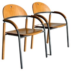 Paire de chaises de salle à manger postmodernes vintage par Wiesner Hager, Autriche, années 90
