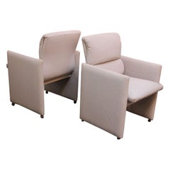 Pair of Vintage Preview Accent Chairs on Brass Caster Wheels