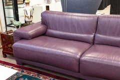 Pair of Vintage Preview Furniture Co Postmodern Purple Leather Sofas Couch
