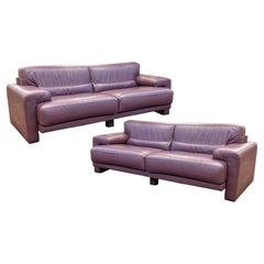Pair of Vintage Preview Furniture Co Postmodern Purple Leather Sofas Couch
