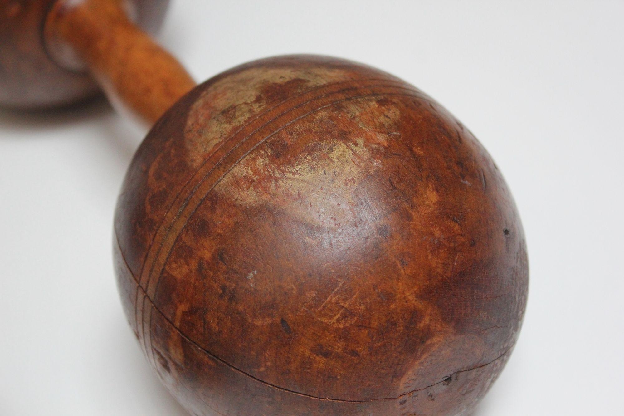 Pair of Vintage Primitive Oversized Hand Weights/Dumbbells 4