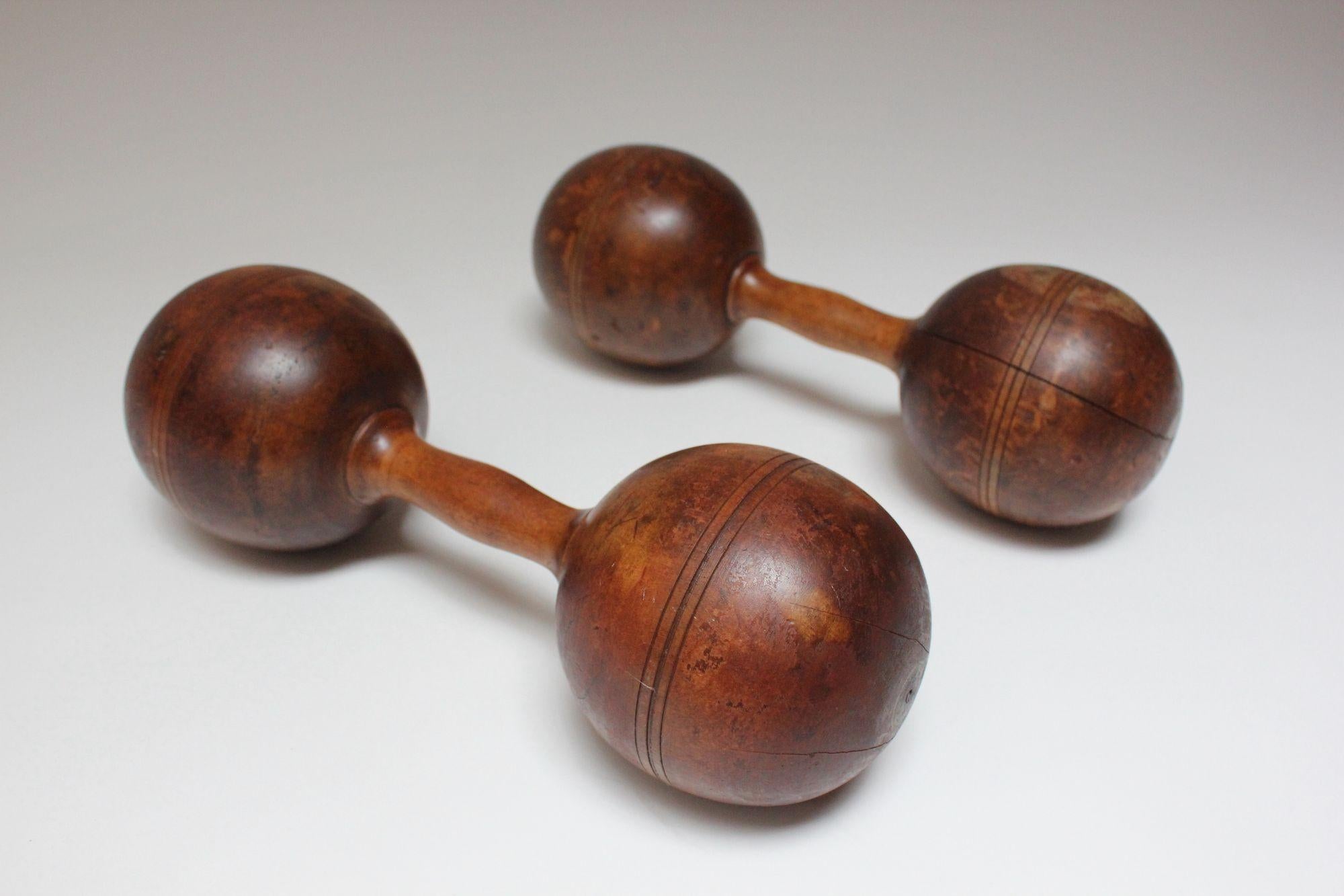 Pair of Vintage Primitive Oversized Hand Weights/Dumbbells 9