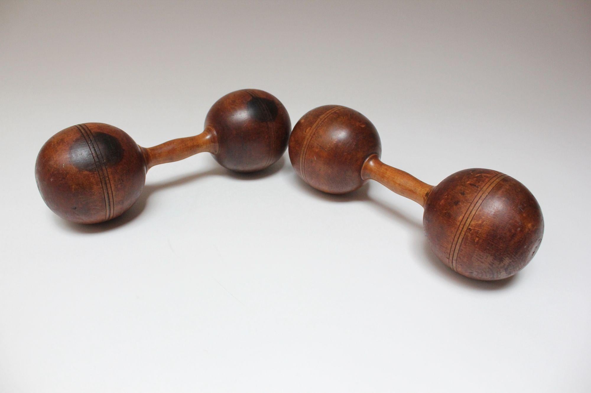 Pair of Vintage Primitive Oversized Hand Weights/Dumbbells 11