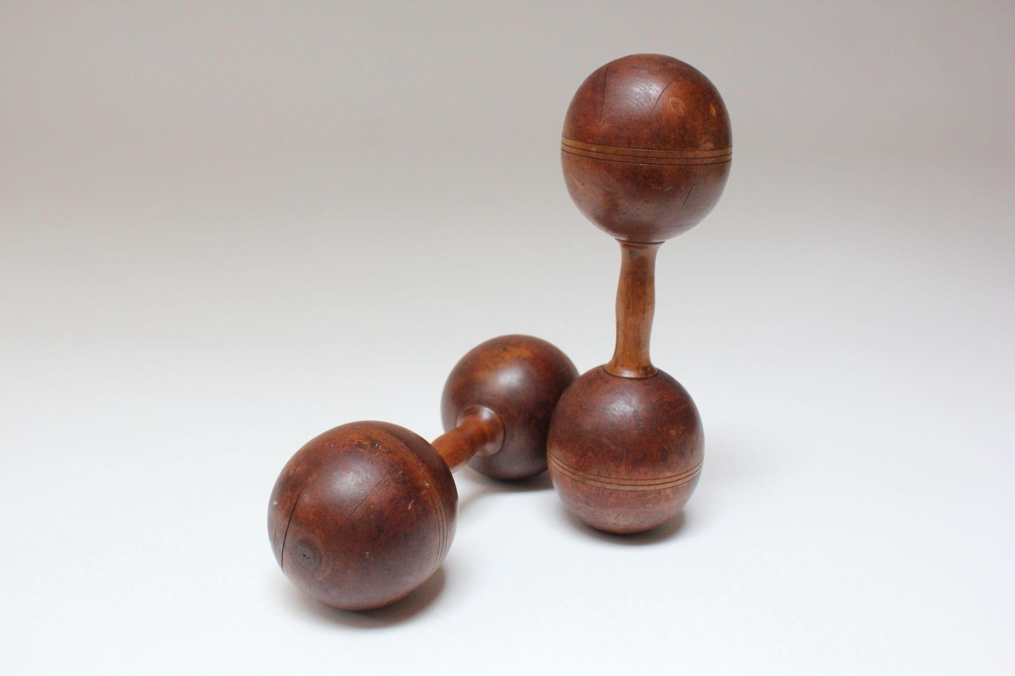 Pair of Vintage Primitive Oversized Hand Weights/Dumbbells 12