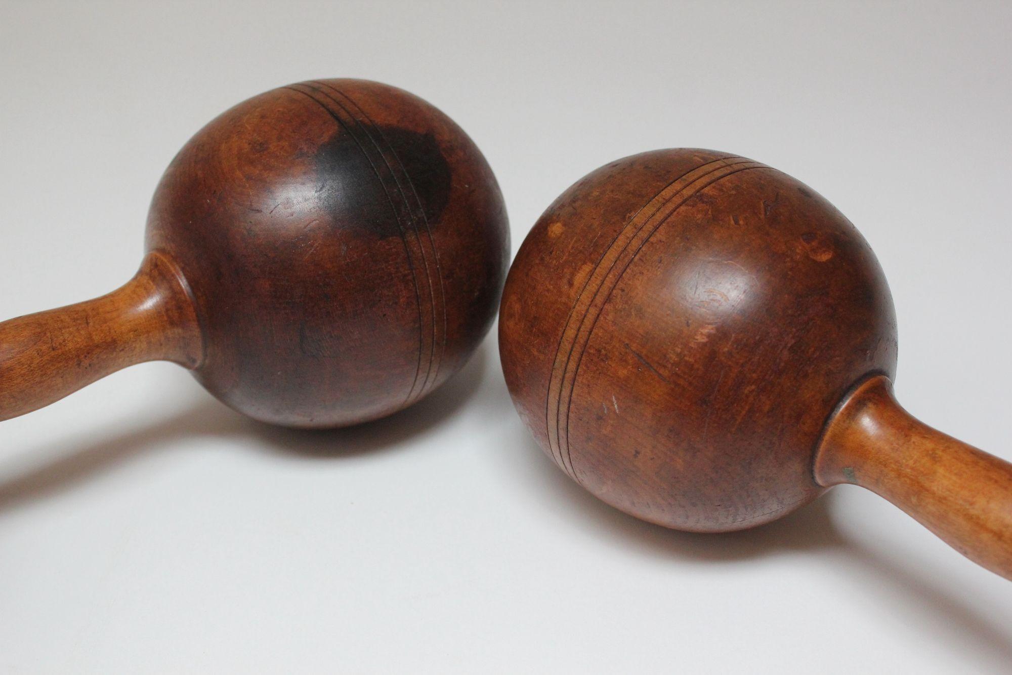 Pair of Vintage Primitive Oversized Hand Weights/Dumbbells 13