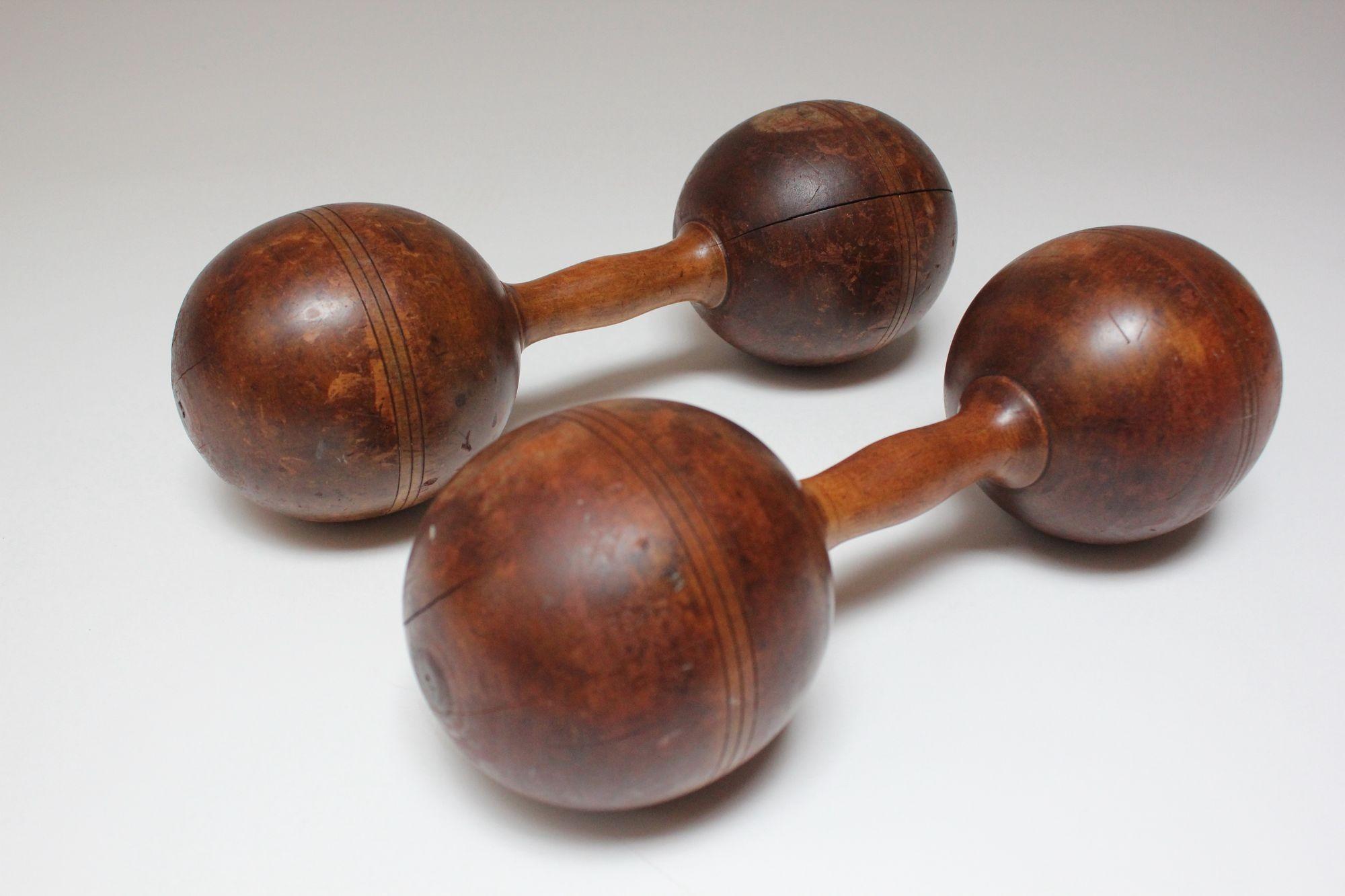 Mid-20th Century Pair of Vintage Primitive Oversized Hand Weights/Dumbbells For Sale