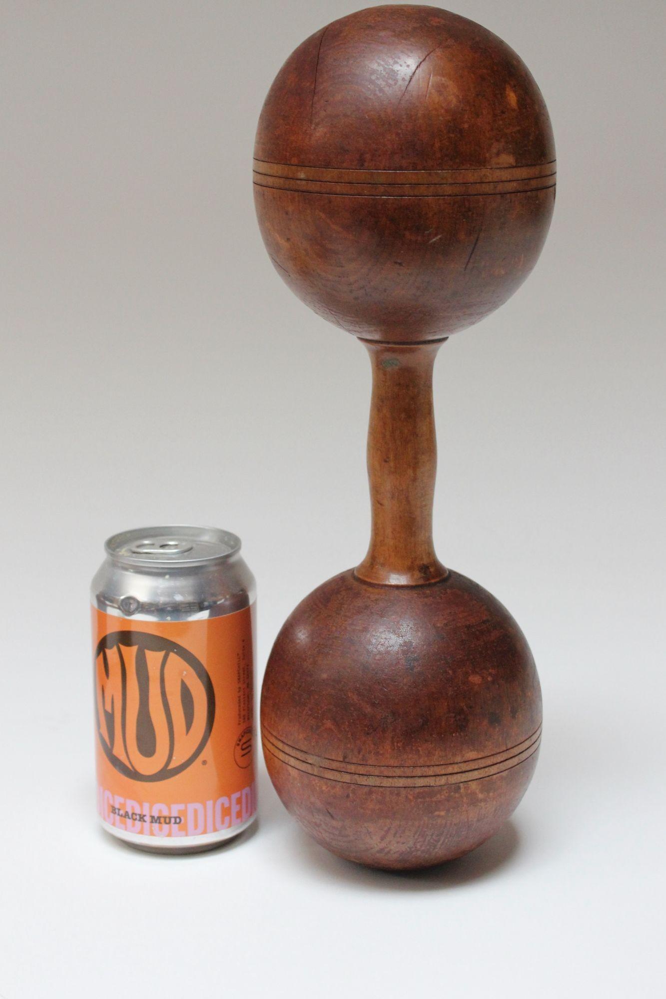 Mid-20th Century Pair of Vintage Primitive Oversized Hand Weights/Dumbbells