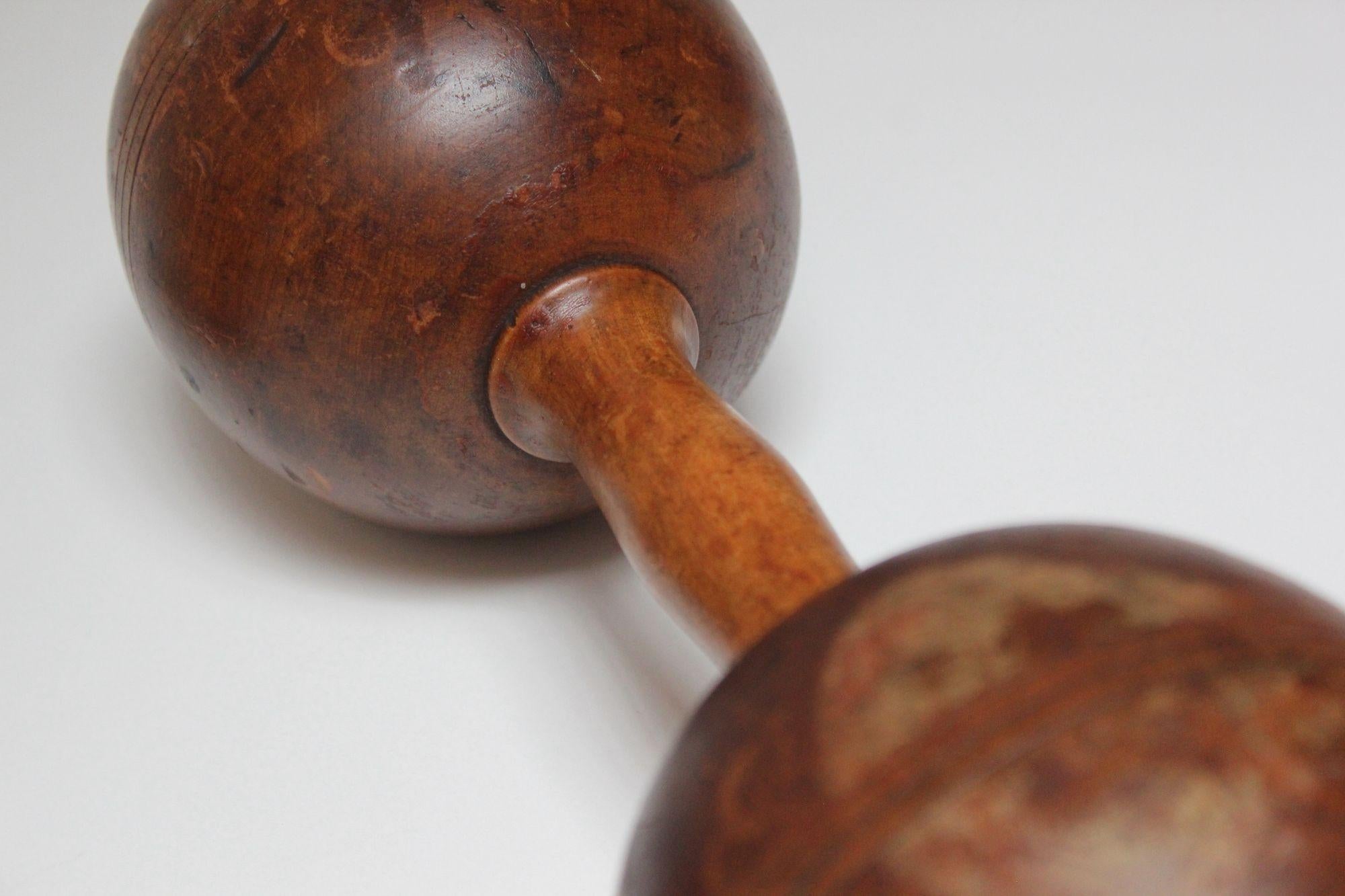 Pair of Vintage Primitive Oversized Hand Weights/Dumbbells 1