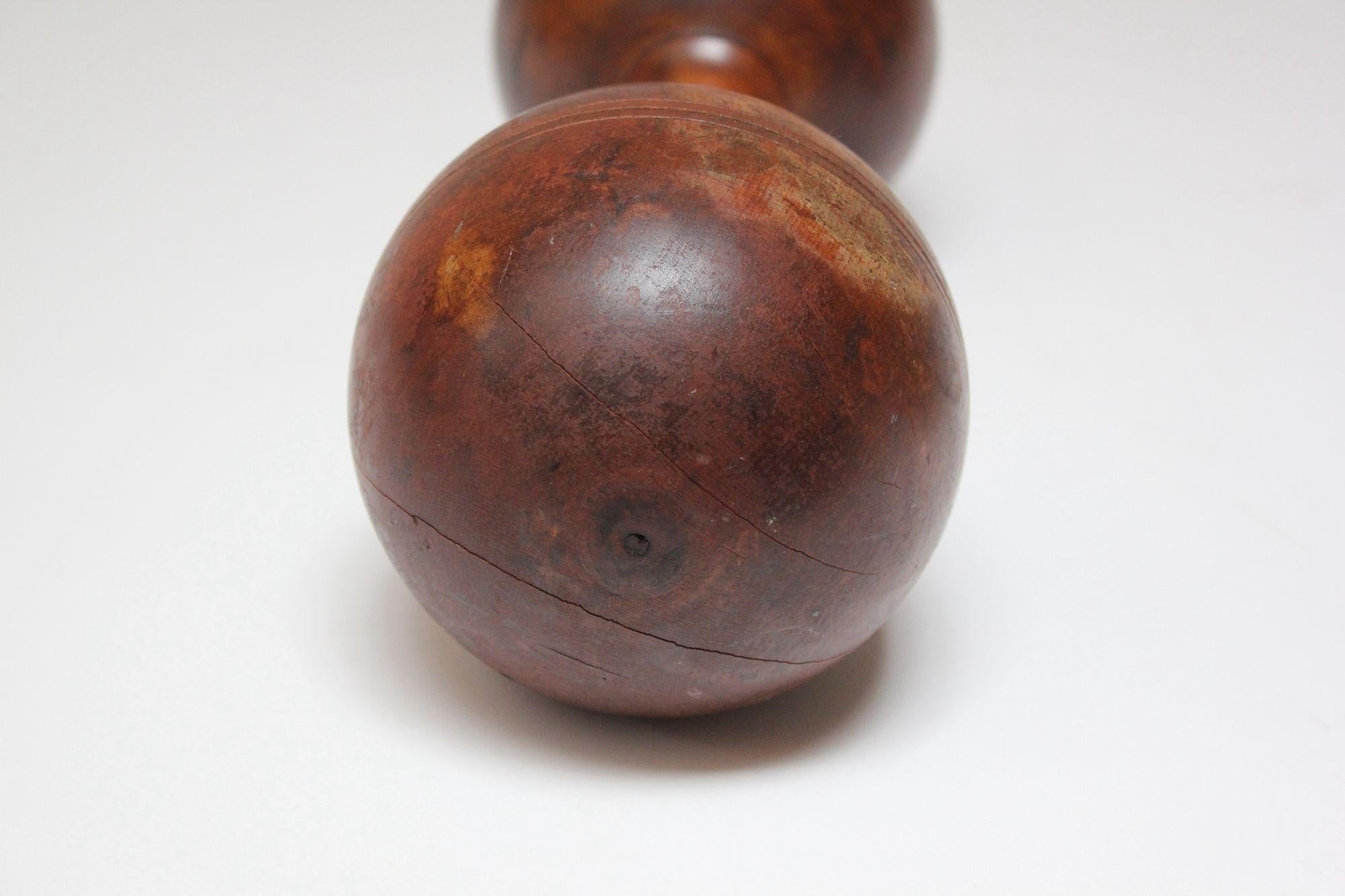 Pair of Vintage Primitive Oversized Hand Weights/Dumbbells 2