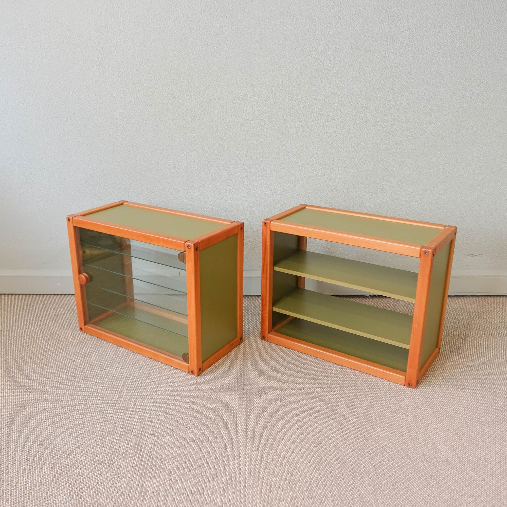 German Pair of Vintage Profilsystem Collection Glass Storage Units by Elmar Flötotto For Sale