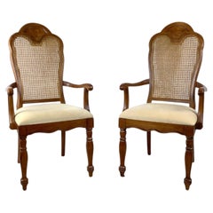 Pair of Vintage Provincial High-Back Cane Armchairs
