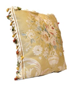 Vintage Pure Silk Cushion Covers Pair of Handmade Floral Aubusson Pillows Cases