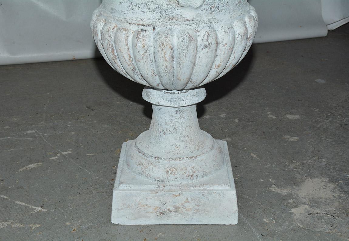 Pair of Vintage Putti Decorated Garden Urns For Sale 1