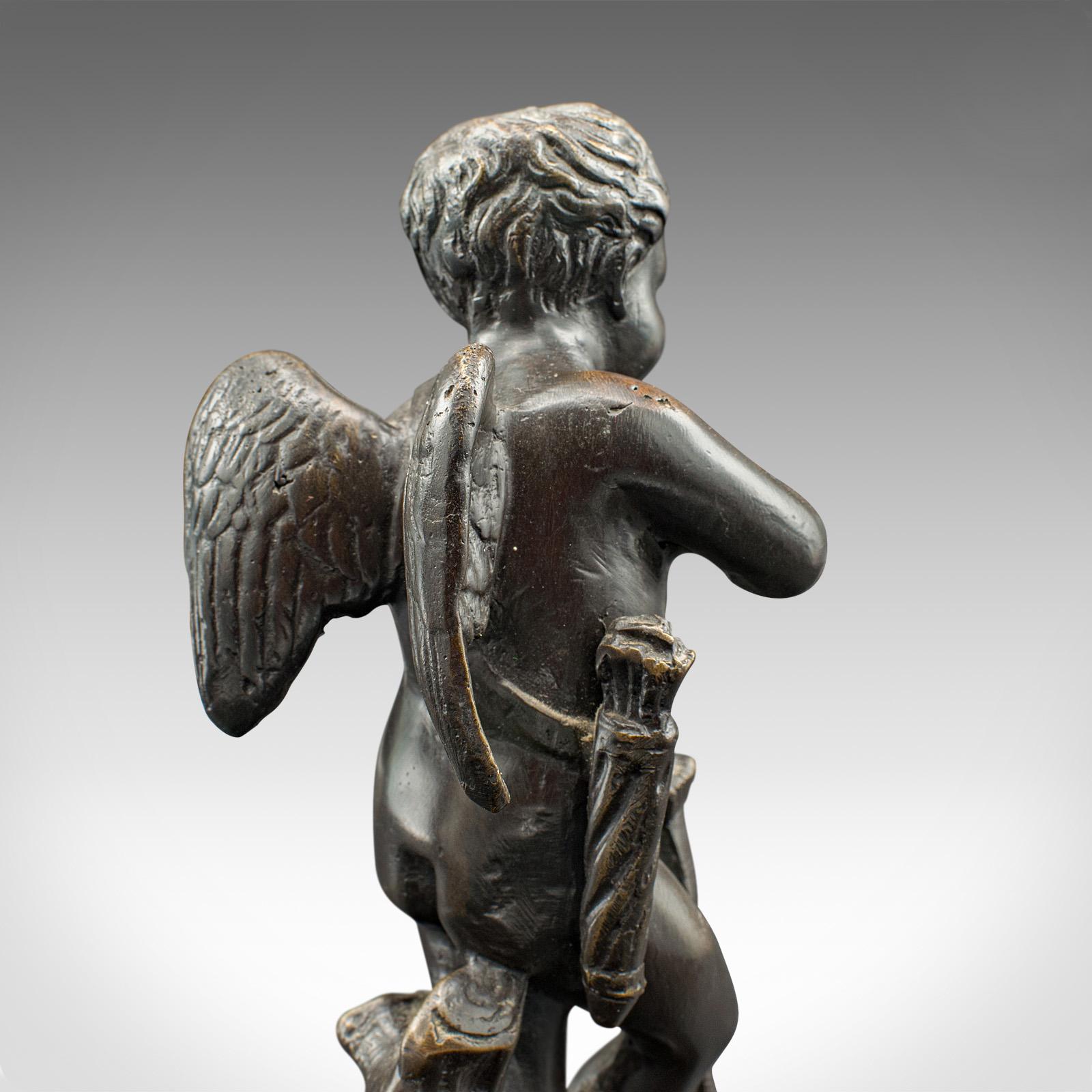 Pair Of Vintage Putti Figures, French, Bronze, Marble, Cupid Ornament, Art Deco For Sale 5