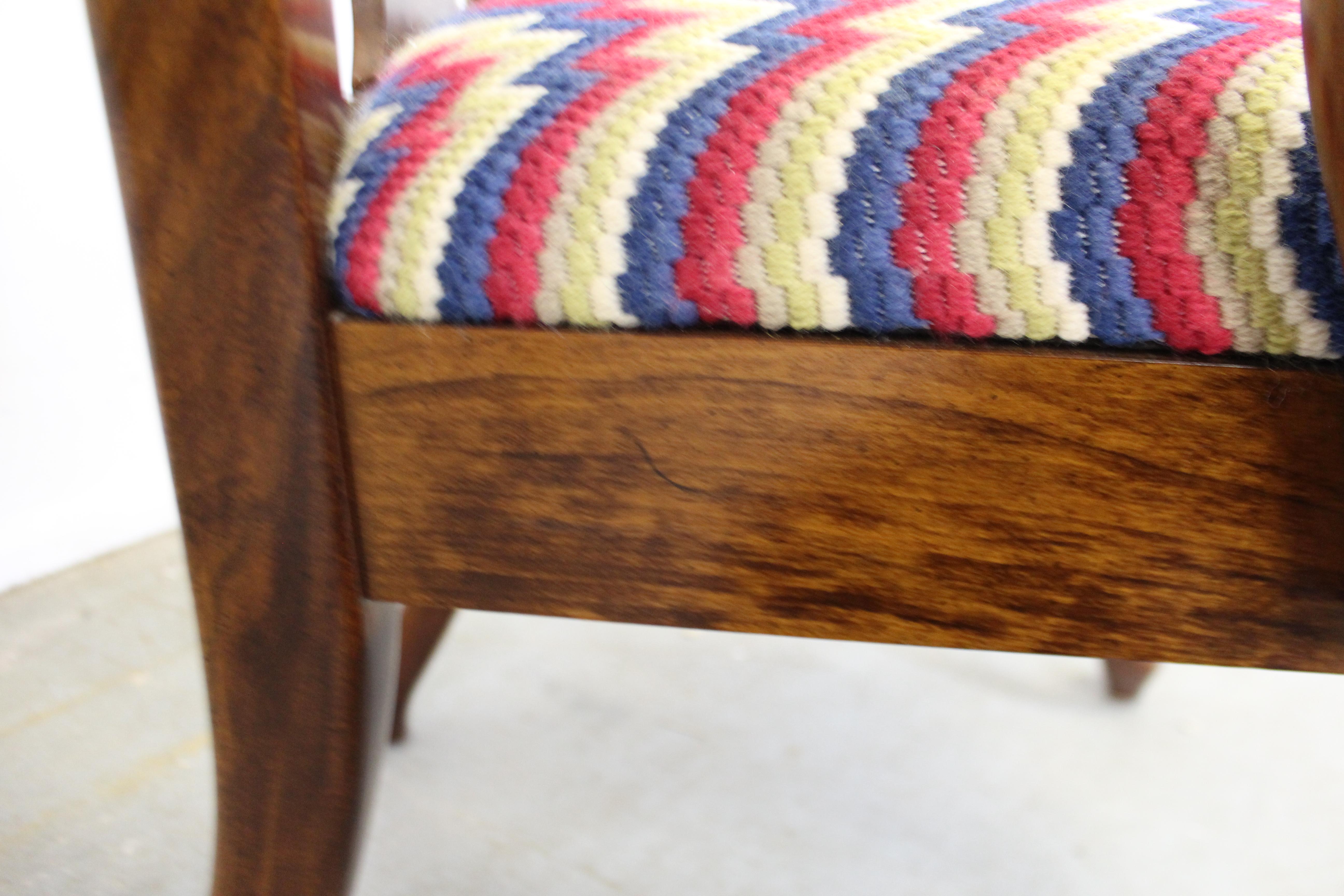 Pair of Vintage Queen Anne Cherry Arm Dining Chairs 6